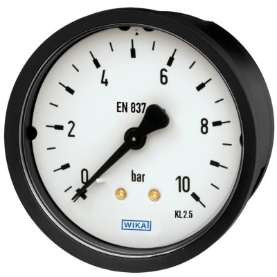 WIKA 40 mm Threaded Pressure Gauge G 1/8, Steel Case, Dial 40mm, Maximum Pressure 1 bar, Model 7145491