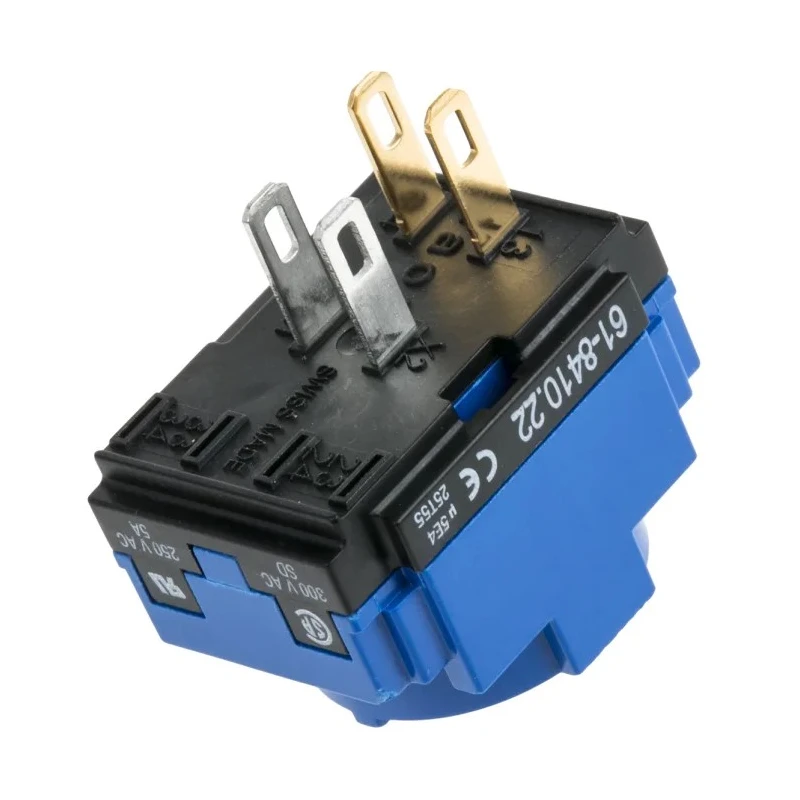 EAO Push Button Contact Block with 1 NO Contact Configuration, Solder Lug/Quick Connect Terminals, 250V AC, Model 61-8410.22