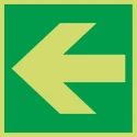 RS PRO Plastic Nite-Glo Left Arrow Fire Exit Sign 150mm x 150mm 219-7386