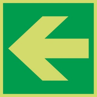 RS PRO Plastic Nite-Glo Left Arrow Fire Exit Sign 150mm x 150mm 219-7386