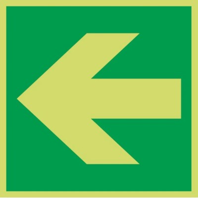 RS PRO Plastic Nite-Glo Left Arrow Fire Exit Sign 150mm x 150mm 219-7386