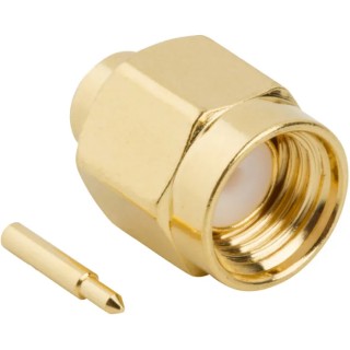 Amphenol RF 132102 Series Coaxial Connector Cable Male SMA, 50 Ω, Straight Body, Gold Plated, Solder Termination 132102