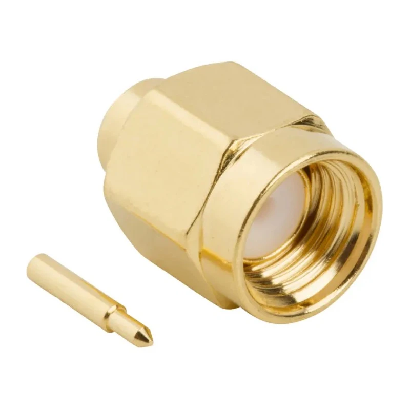 Amphenol RF 132102 Series Coaxial Connector Cable Male SMA, 50 Ω, Straight Body, Gold Plated, Solder Termination 132102