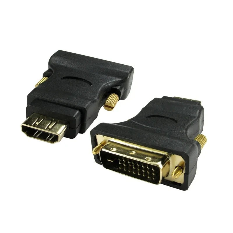 RS PRO Adapter Female HDMI Straight DVI-D Adapter 50mm Length Black PVC Housing Gold Flash Contacts 220-6488