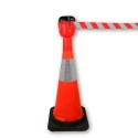 RS PRO Red Safety Barrier Retractable Belt Tape 9m, ABS and Cloth Materials, Red and White, Model 221-7866