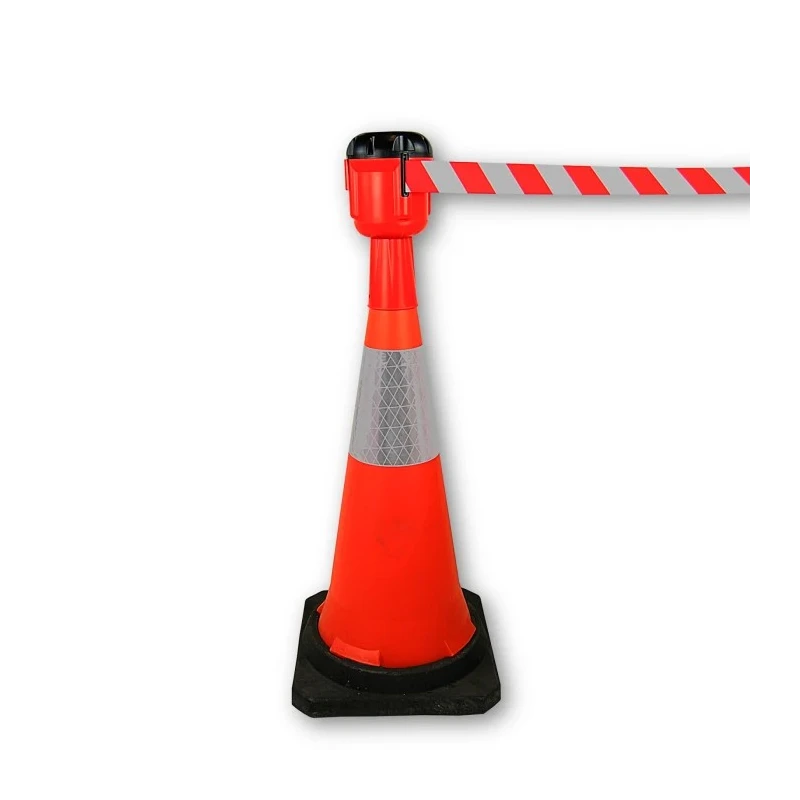 RS PRO Red Safety Barrier Retractable Belt Tape 9m, ABS and Cloth Materials, Red and White, Model 221-7866