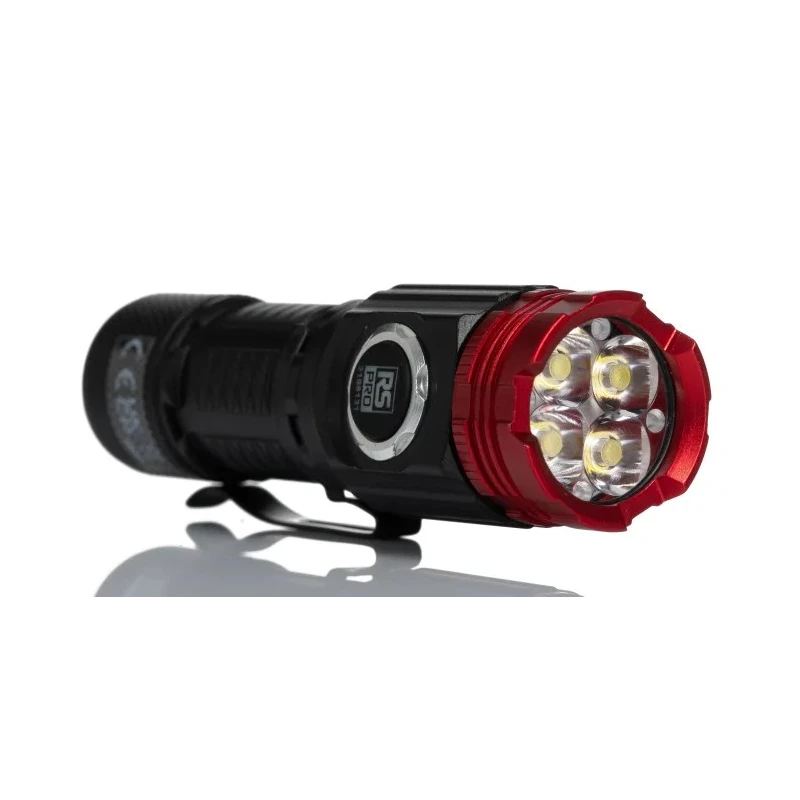 RS PRO Rechargeable LED Torch Aluminium Housing 1500 lm Luminosity 105 mm Length 219-8131