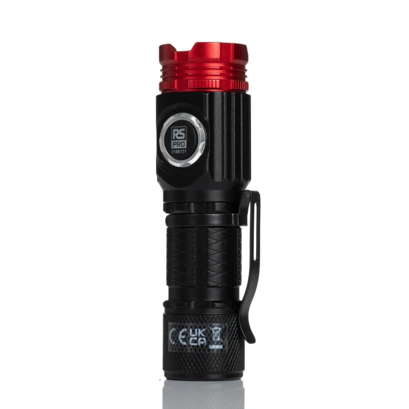 RS PRO Rechargeable LED Torch Aluminium Housing 1500 lm Luminosity 105 mm Length 219-8131