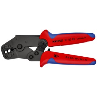Knipex Crimp Tool for Coaxial Connectors RG 58/59/62/71/223, Chrome Vanadium Steel, 195mm Length 97 52 20