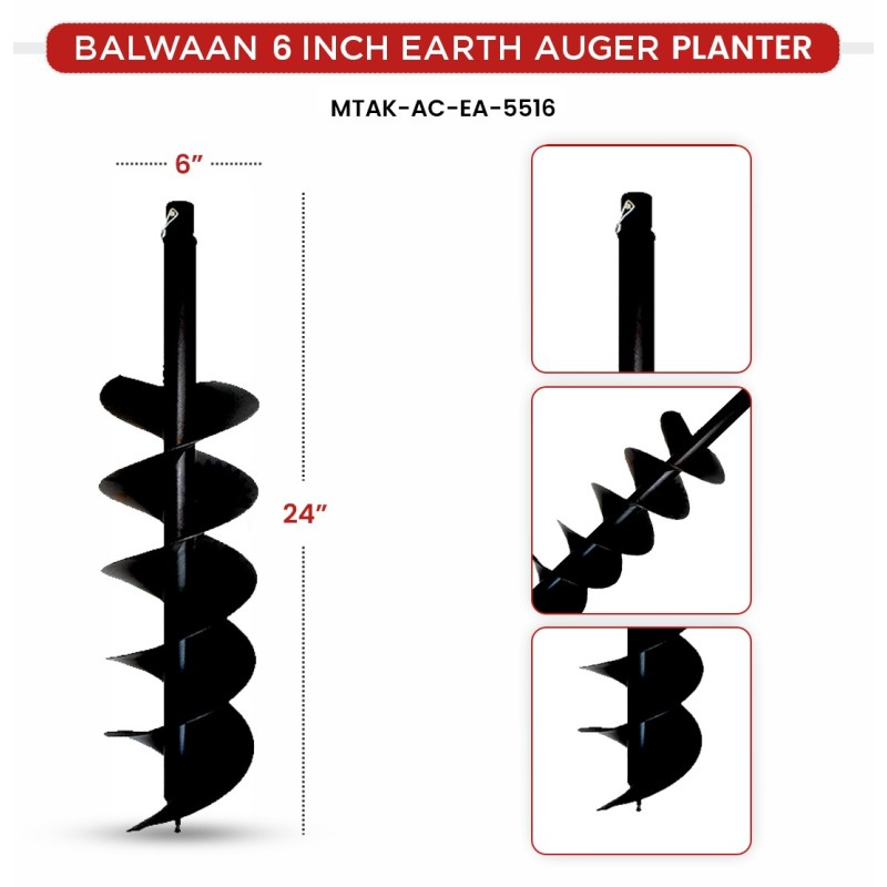 Balwaan 6 Inche Double Spiral Planter for Earth Auger