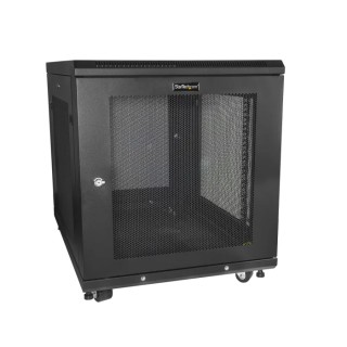 StarTech.com 12 U-Rack Floor Standing Server Cabinet, Steel Black, 640mm(H) x 600mm(W) x 852mm(D) RK1233BKM