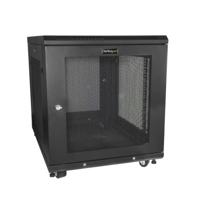 StarTech.com 12 U-Rack Floor Standing Server Cabinet, Steel Black, 640mm(H) x 600mm(W) x 852mm(D) RK1233BKM