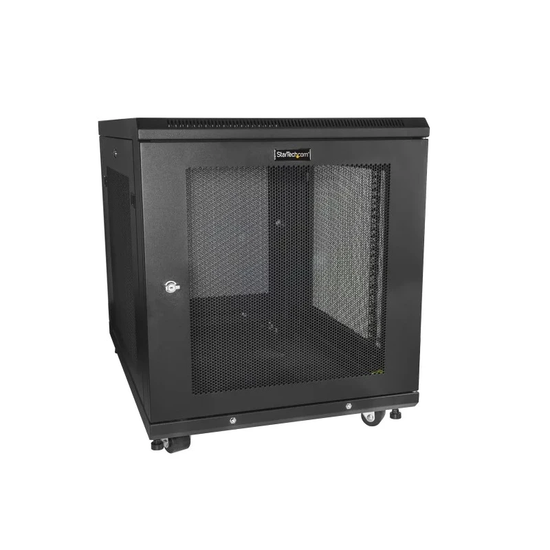 StarTech.com 12 U-Rack Floor Standing Server Cabinet, Steel Black, 640mm(H) x 600mm(W) x 852mm(D) RK1233BKM