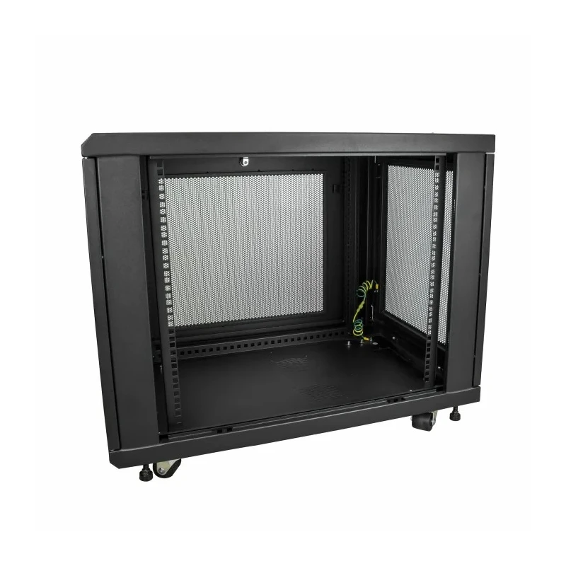StarTech.com 12 U-Rack Floor Standing Server Cabinet, Steel Black, 640mm(H) x 600mm(W) x 852mm(D) RK1233BKM