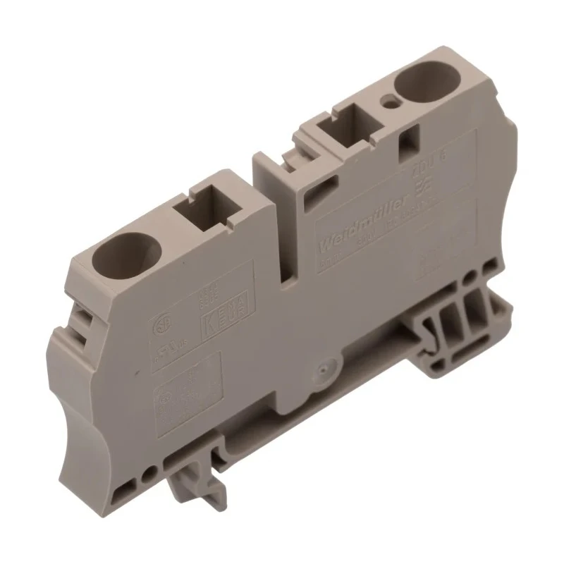 Weidmüller ZDU Series Feed Through Terminal Block Brown, 6mm² Cable CSA, 1-Level, Clamp, 800V, 57A 1608620000