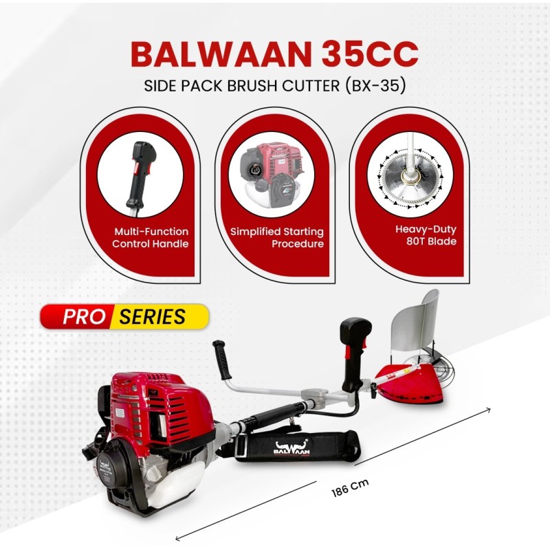 Balwaan BX-35 Pro Side Pack Brush Cutter, 35cc