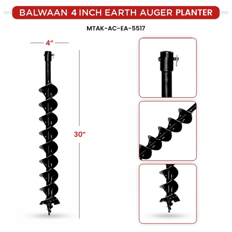 Balwaan 4 Inche Double Spiral Planter for Earth Auger