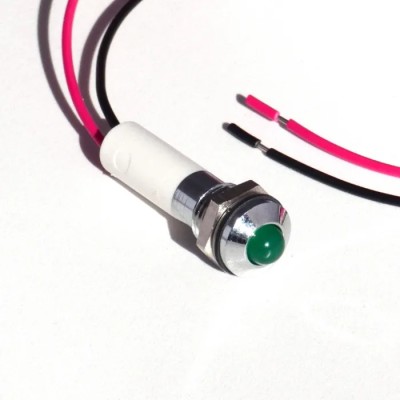 CML Innovative Technologies LED Panel Mount Indicator with Lead Green 12V DC 32mcd IP67 M8 Mount 19040351WEC