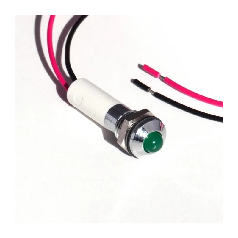 CML Innovative Technologies LED Panel Mount Indicator with Lead Green 12V DC 32mcd IP67 M8 Mount 19040351WEC