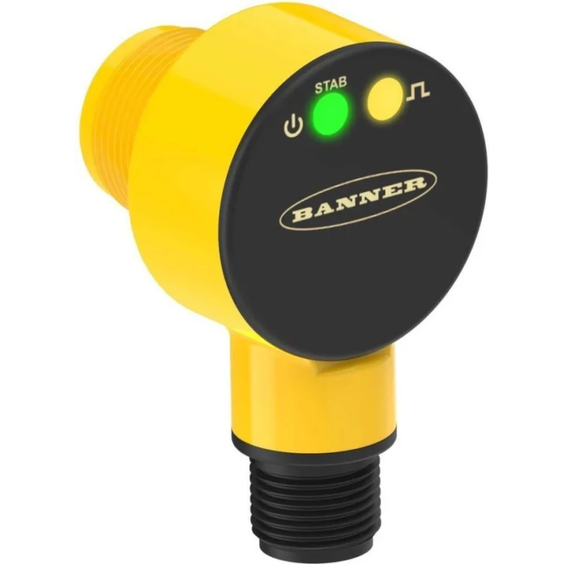 Banner Background Suppression Photoelectric Sensor Barrel Style 100 mm Detection Range PNP Output IP68 T18-2VPFF100IR-Q8