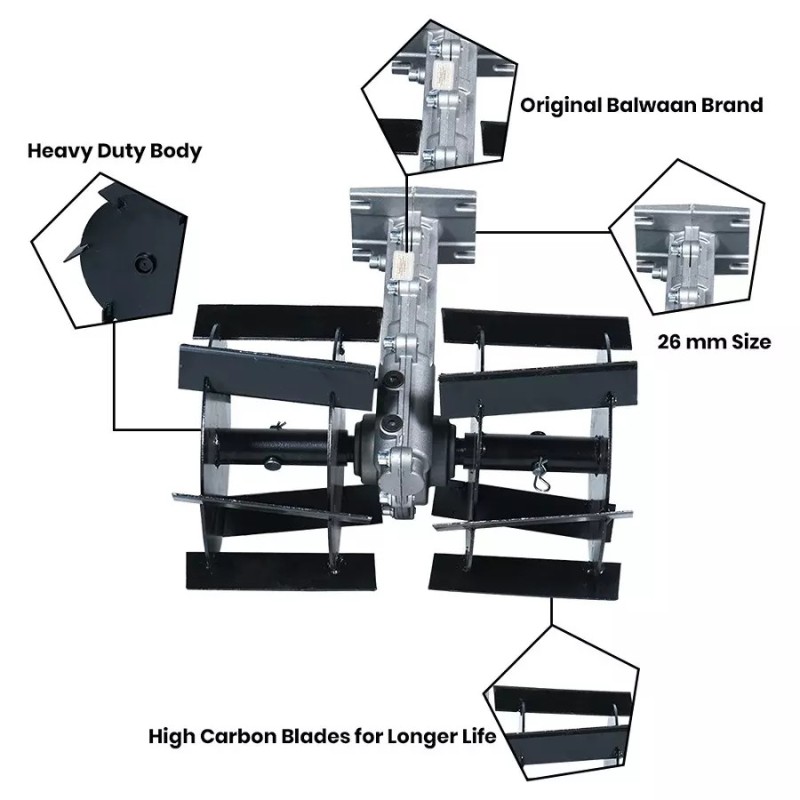 Buy Balwaan Tiller Attachment Cross Type 26MM 14 Inch