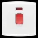 Contactum White 1 Way Rocker 1 Gang Light Switch 220-250V 45A Neon Illumination ALF4757WHW