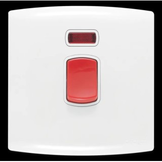 Contactum White 1 Way Rocker 1 Gang Light Switch 220-250V 45A Neon Illumination ALF4757WHW