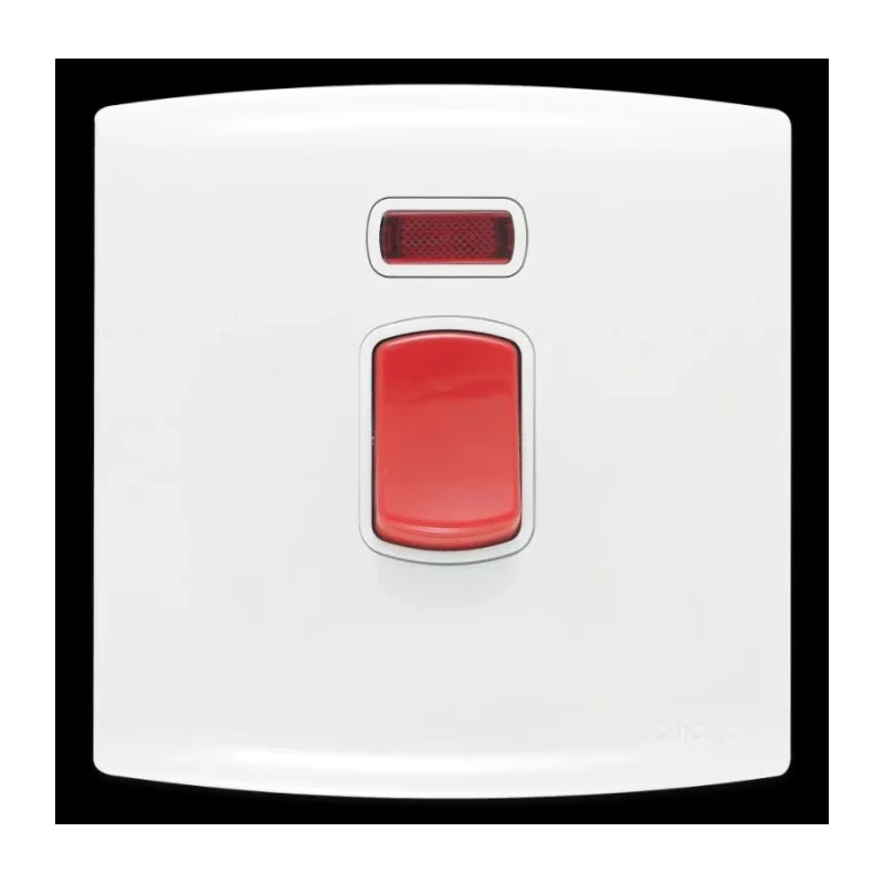 Contactum White 1 Way Rocker 1 Gang Light Switch 220-250V 45A Neon Illumination ALF4757WHW