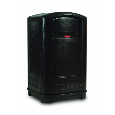 Rubbermaid Commercial Products Black 50gal Plastic Swing Lid Waste Bin FG396400BLA