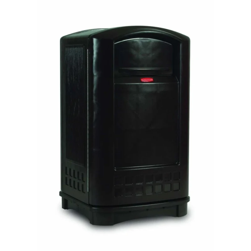 Rubbermaid Commercial Products Black 50gal Plastic Swing Lid Waste Bin FG396400BLA