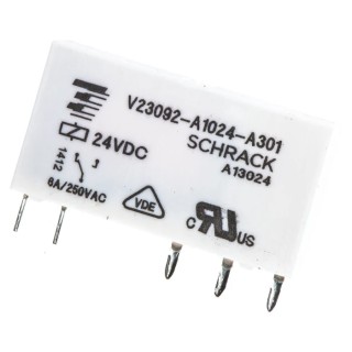 TE Connectivity PCB Power Relay 24V DC Coil 6A Switching Current SPDT V23092-A1024-A301 2-1393236-4