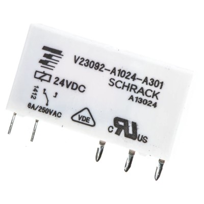 TE Connectivity PCB Power Relay 24V DC Coil 6A Switching Current SPDT V23092-A1024-A301 2-1393236-4