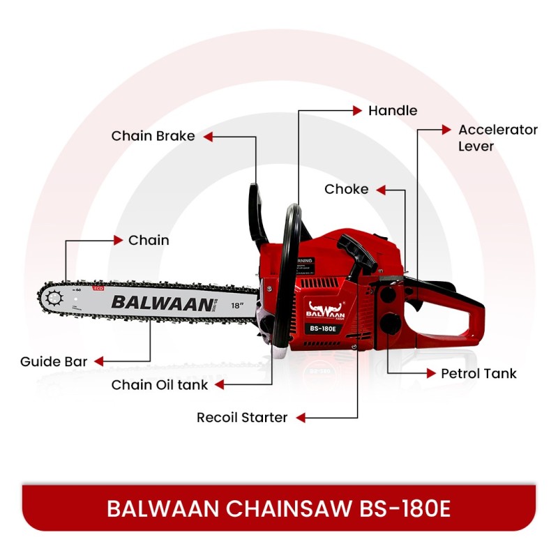 Balwaan BS-180E Eco 58cc 18 Inches Chainsaw