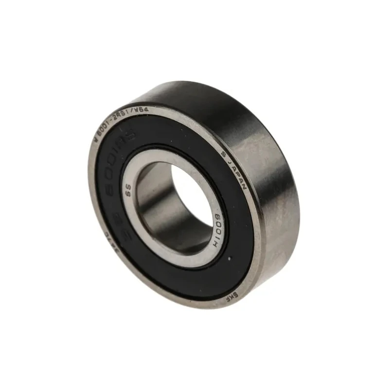 SKF Single Row Deep Groove Ball Bearing 12 mm ID, 28 mm OD, 8 mm Width, Sealed Stainless Steel Cage and Balls W 6001-2RS1/W64