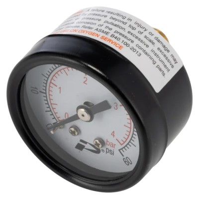 RS PRO 40 mm Steel Case Back Entry Pressure Gauge 1/8 in BSP Connection 60 psi 235-1290