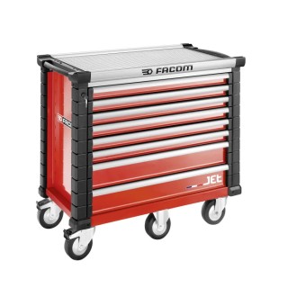 Facom 8 Drawer Wheeled Roller Cabinet Tool Chest with 1.19 m Length, 575 mm Width, 1.04 m Height, Red Color JET.8M5APF