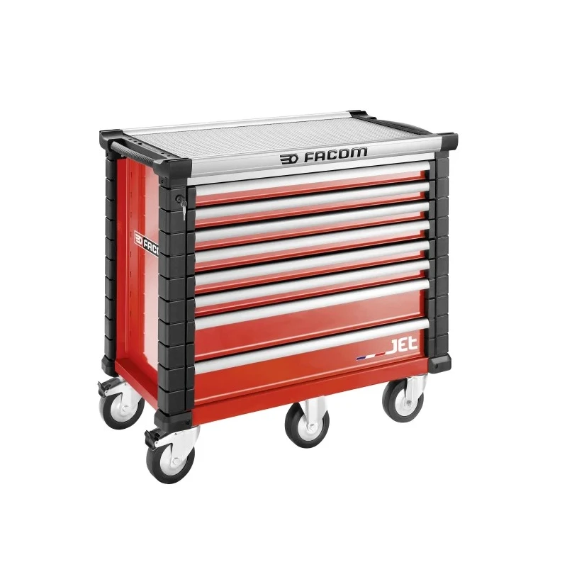 Facom 8 Drawer Wheeled Roller Cabinet Tool Chest with 1.19 m Length, 575 mm Width, 1.04 m Height, Red Color JET.8M5APF