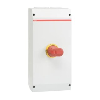 ABB 6-Pole Screw Switch Disconnector, IP65 Rated, 0A, OTP Series, Screw Mount, Yellow/Red Handle
