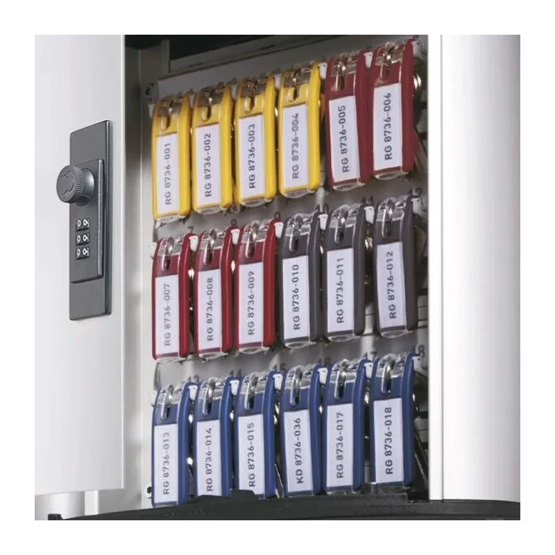 Durable Silver Aluminium Wall-Mount Key Cabinet 36 Key Clips 196623