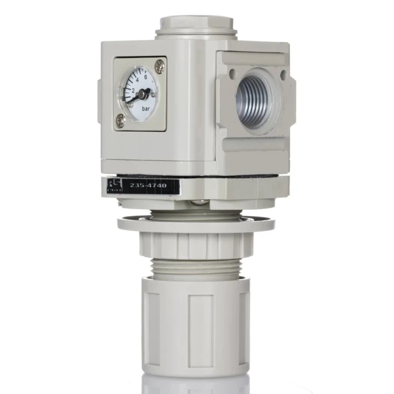 RS PRO Pneumatic Regulator G 1/2 Port, 10 bar Max Pressure, 60L/s Flow Rate, Anodised Aluminium Body 235-4740
