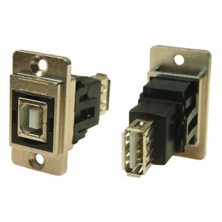 RS PRO USB Connector Panel Mount Female/Female, 2-Port USB Type B to A, USB 2.0 235-4752