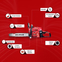 Balwaan BS-280 18 Inches Supremo Chainsaw with 62cc Engine