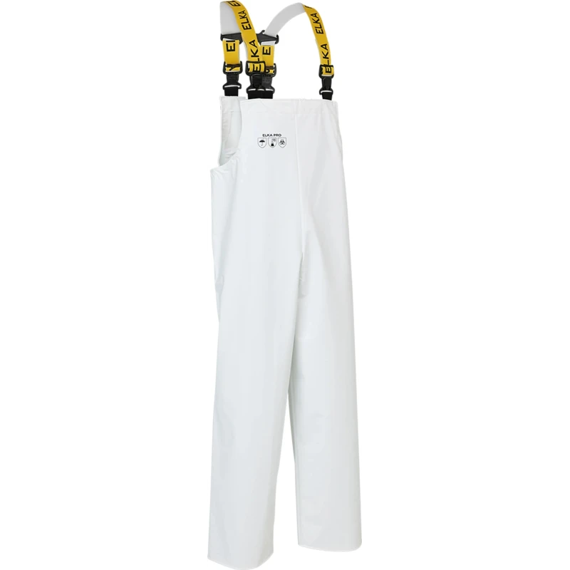 Elka Gb White Reusable Overall Bib & Brace, Size M, Cold Resistant, PU Polyamide Material E0101/W/M