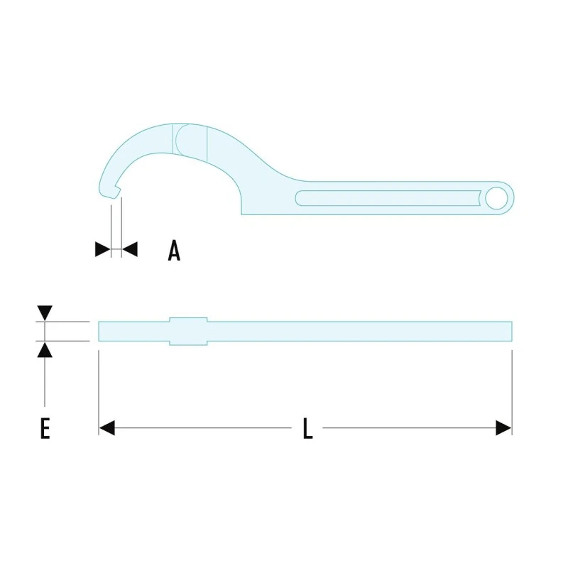 Facom 180 mm Hook Spanner Stainless Steel Chrome Finish 492mm Length 125A.180