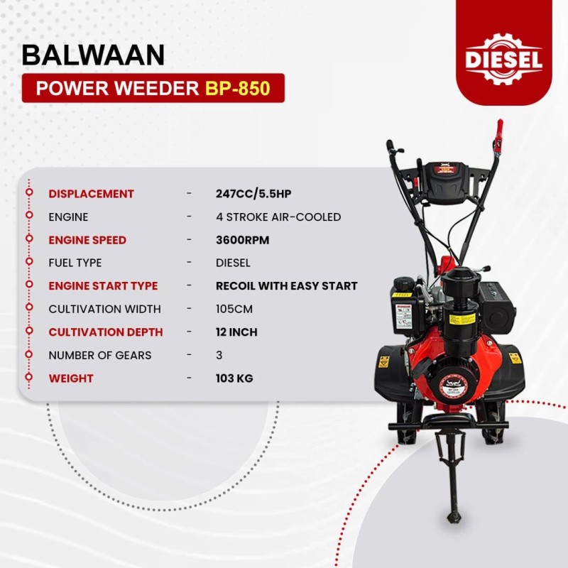 Balwaan 5.5 HP Diesel Power Weeder, BP-850