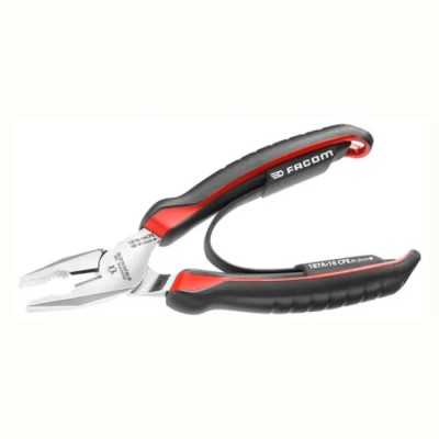 Facom Combination Plier Serrated Bi-Material Ergonomic Grip High Carbon Steel Chrome Finish 165mm 187A.16CPE