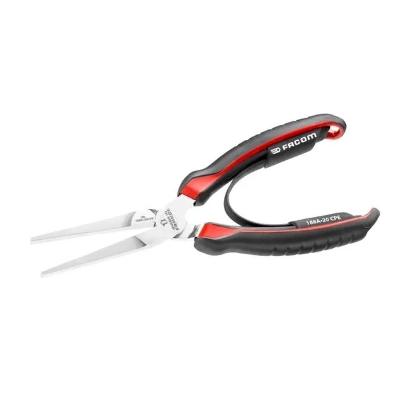 Facom Flat Nose Plier Bent Nose Serrated Jaw Bi-Material Ergonomic Handle 200mm 188A.20CPE