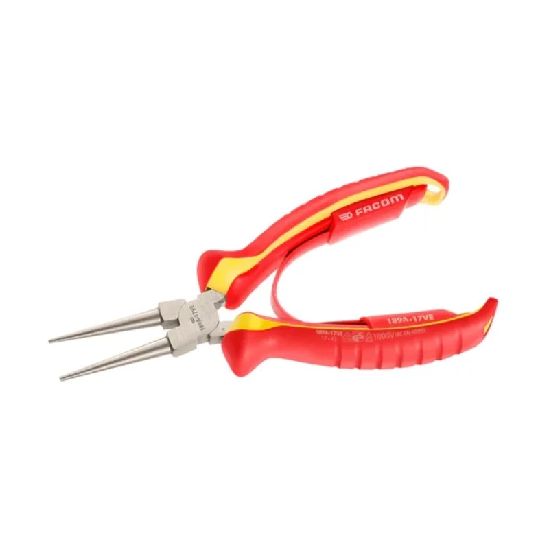 Facom 1-Piece Round Nose Plier Serrated, 170mm Overall 189A.17VE