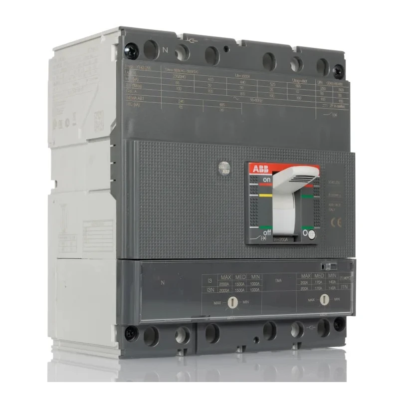 ABB XT4S Molded Case Circuit Breaker 4-Pole 200A Current Rating 85kA Breaking Capacity Fixed Mount XT4S