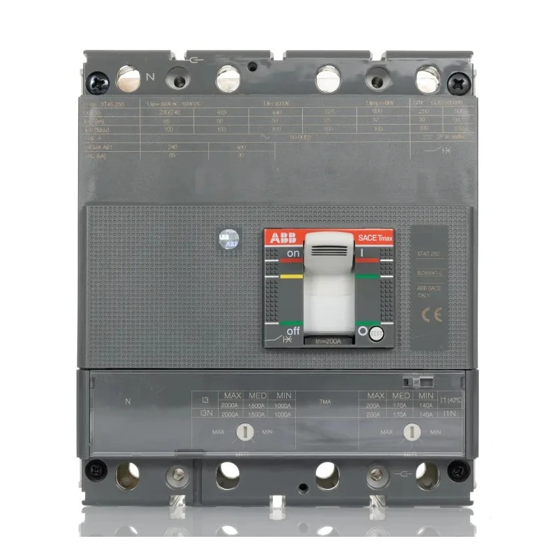 ABB XT4S Molded Case Circuit Breaker 4-Pole 200A Current Rating 85kA Breaking Capacity Fixed Mount XT4S